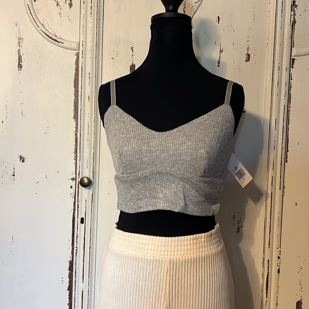 Gray Ribbed Women's Top